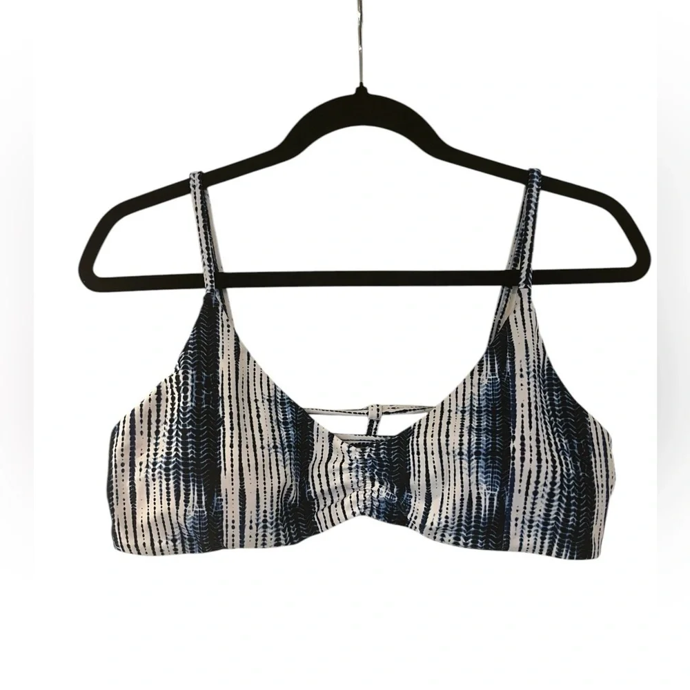 Raisins Blue and White Striped Bikini Top XL